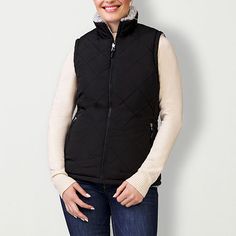 This Free Country women's reversible fleece vest is a cozy layering style for cold weather days. Made from a quilted blend that's water and wind-resistant, this sleeveless zip jacket also has a plush fleece side that can be worn as the outer as well. This lined midweight style comes complete with zip pockets - wear it over a fitted long-sleeve layer with jeans. Features: Reversible, Water Resistant, Wind ResistantClosure Type: ZipperPockets: 2 Front Zip PocketsWarmth Factor: MidweightApparel Len Layering Style, Long Sleeve Layer, Country Women, Weather Day, Hacienda Style, Layered Fashion, Fleece Vest, Zip Jacket, Cold Weather