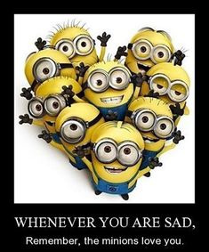 a group of minion minions with the words, what the world needs is a great big group hug