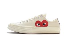 Comme Des Garcons Sneakers, Converse Cdg, Comme Des Garcons Play Converse, Cdg Converse, Converse Chuck Taylor Low, White Chuck Taylors, Play Converse, Baskets Converse, Cdg Play