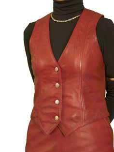 Leather Waistcoat Outfit Woman, Waistcoat Outfit Women, Waistcoat Outfit, Red Waistcoat, Moodboard Fashion, Red Jacket Women, Red Luxury, Leather Biker Vest, Waistcoat Woman