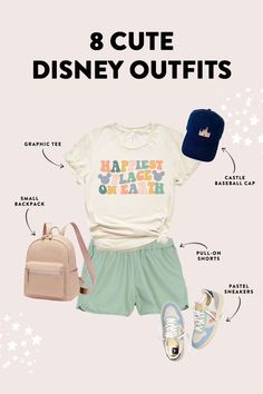 Disney Outfits For Women Cute Womens Disney Outfits, Ladies Disney Outfits, Disney Park Family Outfits, Cute Casual Disney Outfits, Wdw Outfits Women Summer, Disneyland Capsule Wardrobe, April Disney Outfits, Disney Coordinating Outfits, Womens Magic Kingdom Outfit