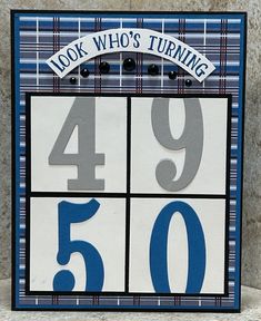 a close up of a clock with numbers on it's face and the words look who's turning 50