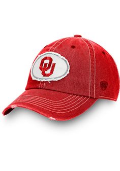 This Oklahoma Sooners Crimson Adjustable Hat features a front rough applique team logo on a cotton crown with distressed design. Front rugged canvas applique logo, Contrast stitching on crown, Washed cotton material, Back woven label, Side TOW logo, Cotton, Wipe clean with cloth or cleaning kit, 4 Oklahoma Sooners, Cleaning Kit, Adjustable Hat, Contrast Stitch, Oklahoma, Cotton Material, Trucker Hat, Cleaning Wipes, Hats