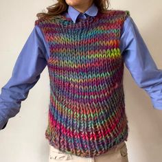 Romantic Grunge Rainbow Sweater Vest Stretchy Fits Xs To Xi Unisex Handmade By Me!, Wash Cold Lay Flat To Dry. 100% Soft Wool Fairy Blouse, Romantic Grunge, Summer Festival Outfit, Rainbow Sweater, Festival Summer, Top Crafts, Chilly Weather, Summer Festival, Soft Wool