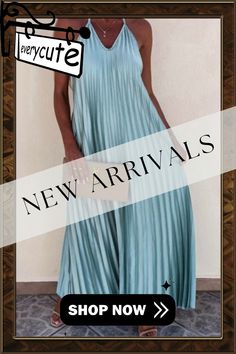 Breeze Slip Pleated Maxi Dress Chic Pleated Maxi Dress For Vacation, Trendy Pleated Dresses For Summer, Trendy Pleated Summer Dresses, Chic Pleated Maxi Dress For Spring, Spring Pleated Chic Maxi Dress, Spring Chic Pleated Maxi Dress, Casual Pleated Maxi Dress For Party, Casual Pleated Maxi Dress For Date Night, Non-stretch Pleated Maxi Dress For Summer