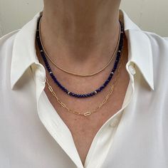 "This striking necklace is made from high quality genuine AAA grade Lapis Lazuli beads, rondelle spacers, and polished gold filled or sterling silver findings. These stones are deep cobalt blue, with subtle hints of golden pyrite, are micro faceted, perfectly calibrated, and are uniform in size. - Not dyed, treated or color enhanced. 100% natural. - Photos taken outside in natural lighting and in a light box. - No filters or color enhancements are added to the photos. The 4mm Lapis Lazuli rondel Boho Choker Necklace, Geometric Bangle, Women Healing, Lapis Necklace, Necklace Extender, Boho Choker, Natural Lighting, Necklace Beaded, Blue Lapis