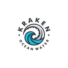 the logo for kraken ocean water, which is designed to look like an ocean wave