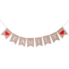 a banner that says family with hearts on it