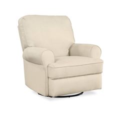 the glider recliner is upholstered and ready to be used as an office chair