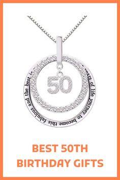 a birthday card with the words, best 50th birthday gifts in white gold and diamonds