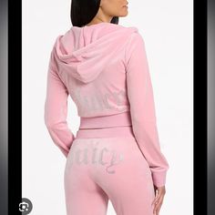 Brand New With Tags ( Both Pants And Jacket) Price Is For Matching Set ) Small,Medium And Large Available Y2k Juicy Couture Track Suit, Juicy Couture Clothes, Juicy Tracksuit, Pink Tracksuit, Juicy Couture Tracksuit, Velour Hoodie, Pink Bling, Velvet Pants, Rose Pink