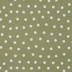 a green background with white and pink flowers on the bottom half of it, as well as small dots in the middle