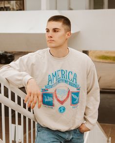 Our 50/50 Preshrunk Cotton/Polyester thrifted sweatshirts are meaningfully distressed. Each piece is one of a kind, and colors/distressing may vary from shirt to shirt. Pairs well with vintage denim and your favorite kicks.The details: - 50/50 Preshrunk Cotton/Poly Blend- Unisex Fit - Meaningfully Distressed, each piece unique- Colors + Distressing may vary The Beach Boys, Pop Up Shop, Online Retail, Unique Colors, Vintage Denim, Graphic Sweatshirt, Mens Graphic Tshirt, Things To Sell, Mens Tshirts