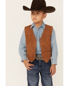 Boys Western Outfit, Western Vest, Denim Vests, Boys Vest, Western Outfit, Suede Vest, Cowboy Outfits, Boys Denim, Work Boots Men