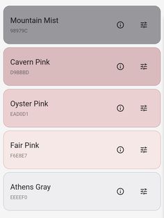 an iphone screen showing the different types of pinks and greys in each language