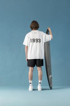 1993 Relaxed Tee – Stampd Sporty T-shirt With Back Print For Streetwear, Sporty Streetwear T-shirt With Back Print, Throwback Relaxed Fit Crew Neck T-shirt, Vintage T-shirt With Front And Back Print For Streetwear, Summer 24, Relaxed Fit