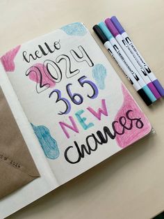 a notebook with new changes written on it next to two markers and some envelopes