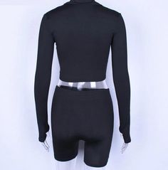 Black Sexy Long Sleeve Women Sportswear Elastic Long Sleeve Sexy Crop Tops Skinny Shorts Two Piece Set Tracksuit Long Sleeve Crop Tops T Shirt Half Zip Front Women in the picture wearing size: Small / 1.67 height+ 50 kg Size Chart is in the attached Black High-waist Crop Top For Night Out, High Waist Stretch Black Crop Top, Black High Stretch Crop Top For Club, Black Tight-fitting Short Crop Top, Fitted Short Crop Top For Night Out, Black Fitted Short Crop Top, Womens Outdoor Clothing, Polyester Pants, Crop Top And Shorts