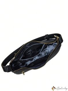 BirdinBag - Genuine Leather Litchi Embossed Hobo Bag: Exceptional Quality in a Chic Design Business Crossbody Baguette Bag With Gold-tone Hardware, Business Baguette Bag With Gold-tone Hardware, Crossbody Shape, Business Baguette Bag With Gold-tone Hardware Crossbody, Black Baguette Bag With Gold-tone Hardware For Travel, Gold-tone Crossbody Shoulder Bag For Business, Gold-tone Hardware Crossbody Shoulder Bag For Business, Office Baguette Crossbody Bag With Zipper Closure, Office Crossbody Baguette Bag With Zipper, Office Crossbody Baguette Bag With Zipper Closure