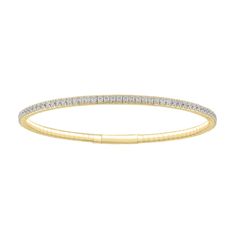 Add a classic look to your collection of style staples with this diamond bangle bracelet. 10K gold Shimmering diamonds line this timeless design 2 cts. t.w. of diamonds 7.42 inches in circumference; flexes on and off for easy wear Classic Diamond Stackable Tennis Bracelet, Classic Stackable Diamond Tennis Bracelet, Classic Gold Diamond Stackable Bracelet, Classic Stackable Gold Bracelet With Diamonds, Classic Gold Bracelet With Diamonds, Stackable, Classic Yellow Gold Diamond Bangle, Classic Bangle With Single Cut Diamonds, Classic Yellow Gold Bangle With Diamond Accents, Classic Stackable Diamond Bracelet For Anniversary