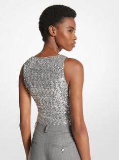 This sequined bodysuit will command attention whenever you slip it on. Made in Italy from stretch tulle, it features a seamless stretch-jersey base that disappears under tailoring and denim alike. Keep accessories pared back to let it fully shine. Chic Sequined Bodysuit For Evening, Chic Sequined Evening Bodysuit, Chic Evening Bodysuit With Sequins, Chic Evening Sequined Bodysuit, Fitted Embellished Evening Bodysuit, Elegant Embellished Fitted Bodysuit, Fitted Bodysuit For Evening Party Season, Glamorous Fitted Embellished Bodysuit, Elegant Stretch Bodysuit With Sequins