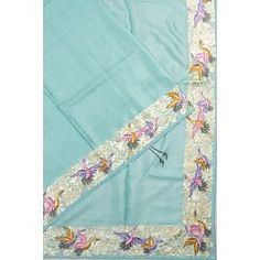 Body: This saree features a soothing baby sky blue color, creating a serene and elegant look. The body is kept plain to emphasize the exquisite details in the border and pallu. Border: The saree is adorned with a self floral embroidery small border that showcases vibrant multicolor bird motifs interspersed throughout, adding a lively touch. Pallu: The self embroidery brocade pallu features graceful swan motifs, enhancing the overall aesthetic and bringing a sense of sophistication to the saree Self Embroidery, Sky Blue Color