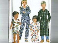 Sewing Pattern Simplicity 9853 Easy to sew from 2001 UNCUT Sewing Pattern uncut factory folded with instructions Envelope has some wear corner wrinkles Child's loungewear and robe Sizes Child 3-6 Please see photos for measurements and other printed information. The photos are scans of the actual pattern you will receive. 1st photo has been edited for photo enjoyment. This is the actual pattern and not a copy of a pattern. It is not a finished product just the sewing pattern to make the item. Ple Toddler Pajamas Pattern, Vintage Pajama, Girls Loungewear, Pajama Pattern, Raglan Sleeve Top, Toddler Pajamas, Paper Sewing Patterns, Sewing Patterns For Kids, Simplicity Sewing