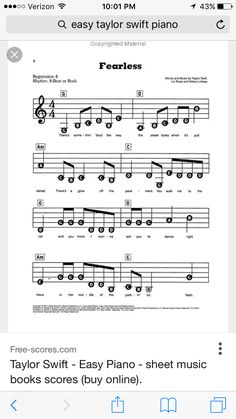 sheet music with the words fearless on it