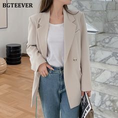 Brand Name: BGTEEVEROrigin: CN(Origin)Season: Spring/AutumnStyle: CasualDecoration: ButtonPattern Type: SolidClothing Length: LongAge: Ages 18-35 Years OldCollar: NotchedClosure Type: Double BreastedItem Type: BlazersMaterial: PolyesterMaterial: CottonSleeve Length(cm): FullSleeve Style: RegularThickness: STANDARDHooded: NoRelease Date: Autumn 2021Model Number: BY5785Gender: WOMENFabric Type: Polyester CottonClothing Patterns: LOOSEMaterial Composition: Natural fiberFabric content: 96% and above