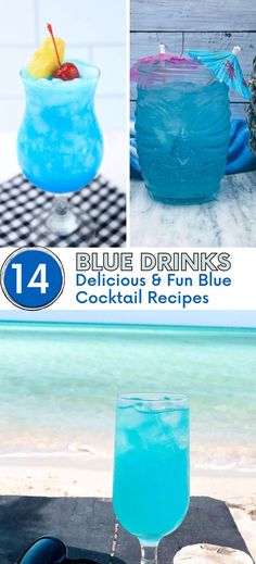 blue drinks Easy Tropical Drinks, Blue Cocktail Recipes, Tequila Sunrise Recipe, Rainbow Cocktail, Watermelon Wine, Hawaiian Cocktails, Rum Punch Recipes, Wine Spritzer