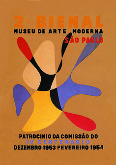 an advertisement for the 20th international exhibition of art and design in brazil, featuring abstract shapes