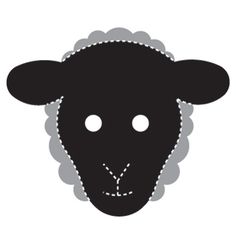 a black sheep mask with white dots on it's face and nose, viewed from the front