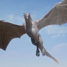 a large white dragon flying through the air