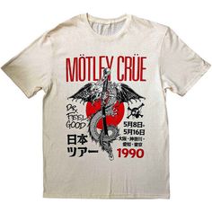 Motley Crue - Dr Feelgood Japanese Tour '90 This T-Shirt is a Rock Off Officially Licensed Product. Official and Licenced Merchandise T-Shirt Natural Colourway 100% Cotton Unisex Please see attached image for size details As a rough guide once items are shipped they can take the approximate times to arrive: UK - Up to 2 Days Europe - 5 to 8 Days Elsewhere - 2 to 3 Weeks Motley Crue Dr Feelgood, Fuji Rock, Dr Feelgood, Hip Hop Classics, Motley Crüe, Motley Crue, Mötley Crüe, Short Styles, Red Logo