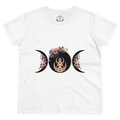 Goddess Women's T-shirt Pagan Goddess Shirt Moon Flower Casual T-shirt for Women Flower Goddess, Goddess Moon, Inspirational Shirts, Pagan Goddess, Bohemian Boutique, Happy Shirt, Moon Flower, Inspirational Shirt, Love Shirt