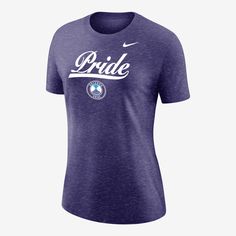 Show everyone who you are cheering for. Wearable on match day and beyond, this Orlando Pride tee has a lightweight and ultrasoft cotton blend for a familiar feel no matter where your day takes you. Nike Purple Crew Neck T-shirt, Nike Team Spirit T-shirt For Team Events, Nike T-shirt For Team Events With Team Spirit, Nike T-shirt For Team Events, Nike Short Sleeve Tops For Team Events, Nike Sporty T-shirt For Team Events, Nike Sports Fan Tops For Team Events, Nike Team Name Tops For Team Events, Nike Tops With Team Name For Team Events