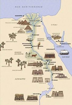 an illustrated map of the ancient egypt