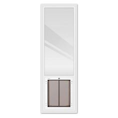 an image of a white door with glass on the front and side panels in grey