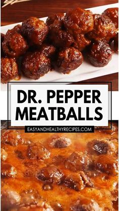 meatballs with text overlay that reads dr pepper meatballs