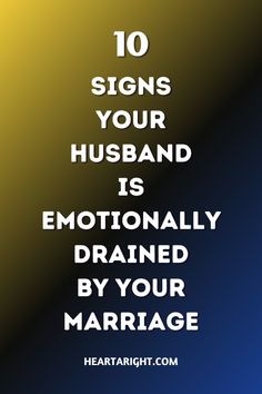 Learn 10 signs that your husband may be emotionally drained by your marriage. From constant fatigue to emotional withdrawal, uncover the warning signals that something is off.  #MarriageStruggles #EmotionalBurnout #RelationshipHelp #MarriageAdvice #EmotionalHealth #HusbandAndWife #EmotionalDisconnect #LoveAndMarriage #CouplesTherapy #RelationshipTips Emotional Withdrawal, Constant Fatigue, Marriage Struggles