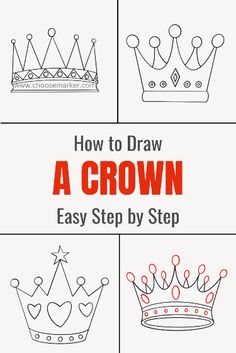 how to draw a crown easy step by step drawing instructions for kids and beginners