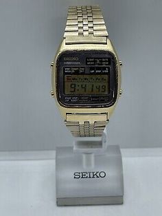 Seiko A127-5019 Vintage Digital Quartz Chronograph Wrist Watch Japan Gold Tone  | eBay Seiko Watches Women Vintage, Seiko Vintage Watch, Seiko Gold Watch, Seiko Quartz Vintage, Seiko Gold, Grand Seiko Sbgw231, Stylish Watches, Old Fashion, Gold Watch