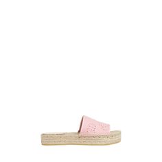 Gucci "Damita" GG cotton eyelet espadrille platform sandals Flat braided-jute heel Open toe Wide band upper Slide style Rubber outsole Made in Italy Gucci Open Toe Platform Wedge Sandals, Pink Espadrille Sandals With Woven Sole, Vacation Open Toe Espadrilles With Branded Insole, Gucci Sandals With Woven Sole For Summer, Gucci Summer Wedge Sandals With Round Toe, Gucci Pink Platform Sandals, Gucci Open Toe Platform Sandals, Straw Espadrilles For The Beach, Beach Espadrilles With Branded Insole