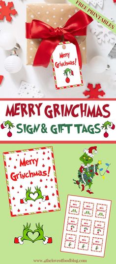 christmas gift tags with the words merry grinmas on them