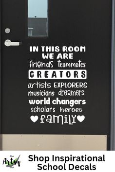 a black door with the words in this room we are friends roommates creators