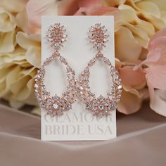 Very romantic crystal hoop earrings. Gorgeous crystal wedding earrings for bride or bridesmaids. Matching necklace and bracelet will complete your bridal jewelry set. This wedding jewelry set is available in silver, gold or pink gold(rose gold) color to match your dress.  Large earrings measure: 2.5" long and 1" wide. Small Earrings measure about 2" long and 3/4" wide. Model on pictures is wearing large size earrings  Matching regular bracelet is measuring: 7" long and 1/4" wide or an adjustable Bride Earrings Rose Gold, Bridal Jewelry Silver, Wedding Decisions, Glasses Organizer, Long Earrings Gold, Wedding Jewelry Crystal, Gold Bridal Jewelry