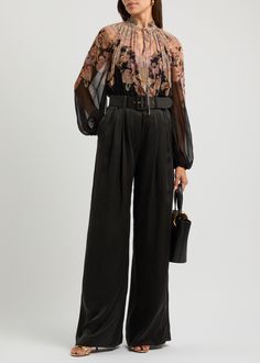 Long Description#Style Notes#Zimmermann is known for its sophisticated femininity and the Tuck trousers are no exception. They're cut from luxurious silk-satin to a sweeping wide-leg shape and feature a detachable belt at the high waist. #Info & Care# Zimmermann silk-satin trousers Belt loops, detachable belt, two slip pockets, pleated details at waist Concealed button, hook and zip fastenings at front  100% silk  Dry clean  #Size & Fit# Inside leg length: 32 inches/ 81.5cm Midweight  Wide-leg cut, designed to sit high on the waist  Model is 5'10"/ 178cm and wears a size 0 Satin Trousers, Silk Satin, Everyday Essentials Products, Casual Pants, Top Brands, High Waist, Wide Leg, Dry Clean, Trousers