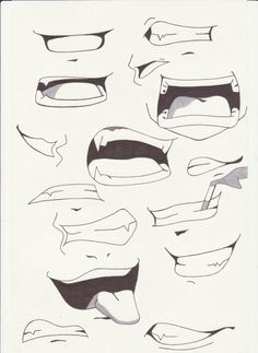 an image of various mouths drawn in black and white