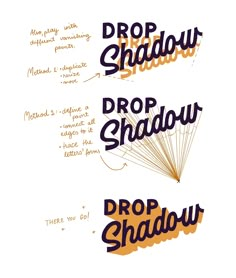 the words drop shadow, drop shadow and drop shadow are written in different font styles