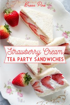 strawberry cream tea party sandwiches on a plate